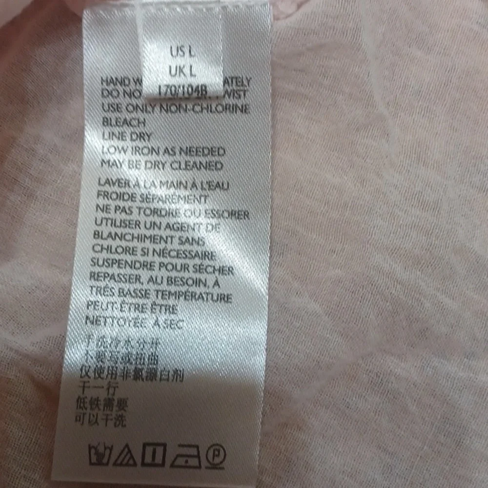 Free People Pale Pink Abigail Victorian Eyelet Lace Blouse Size L - Picture 5 of 8